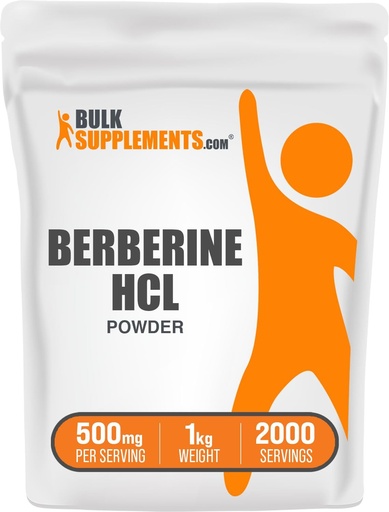 [BRSWKEI4BUIGI2DU] BulkSupplements.com Berberine HCl Powder - Berberine Supplement, Berberine 500mg, Berberine Powder - Glutenfrei, 500mg pro Servierung, 1kg (2.2 lbs) (Pack von 1)
