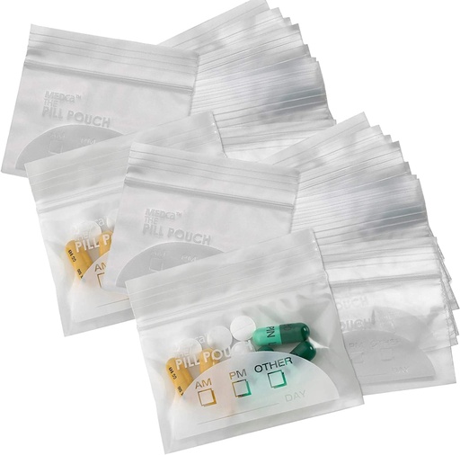 [BRSW2BD7BYPBG23Z] Pill Pouch Bags - (Pack of 150) 3" x 2.75" - BPA חינם, Poly Bag Disposable Zippers Baggies, Daily AM PM Travel Medicine Organer Storage Pouches, Best Clear Reusable with Write-on Labels