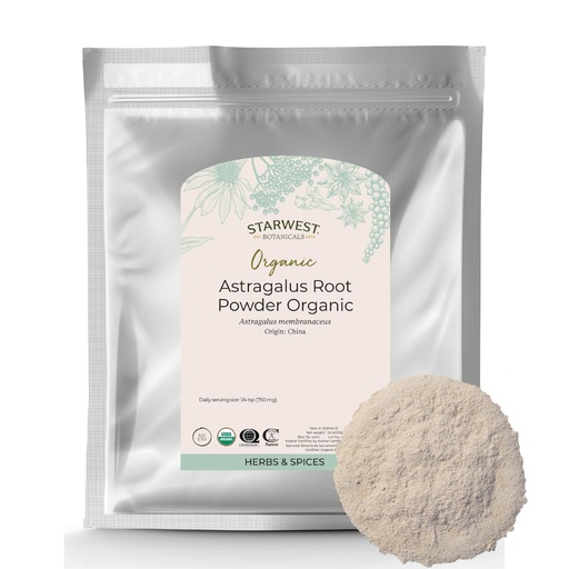 [BRSWICANBR7QAAAZ] Starwest Botanicals Organic Astragalus Root Powder, Non-GMO - Bulk 1 lb Bag | Dried Herb for Tea, Certified Kosher