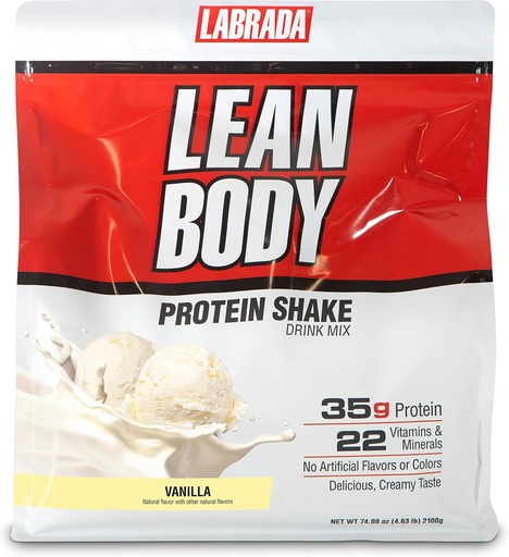 [BRSWGYY3AEFREFDL] Lean Body All-in-One Vanilla Protein Shake. 35g Protein, Whey Blend, 7g Healthy Fats & Fiber, 22 Vitamins 및 Minerals, 인공 색상 없음, 글루텐 프리, (4.6lb) 포장 May Vary