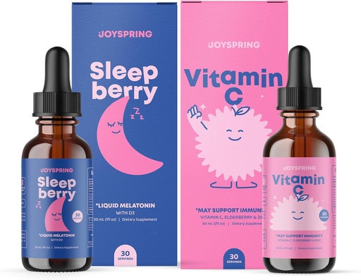 [BRSRMGD6B5YGMFLG] JoySpring vitamín C kvapky pre deti - Imunitná podpora so zinkom a bazami a spánkomBerry Melatonin pre deti s bazami