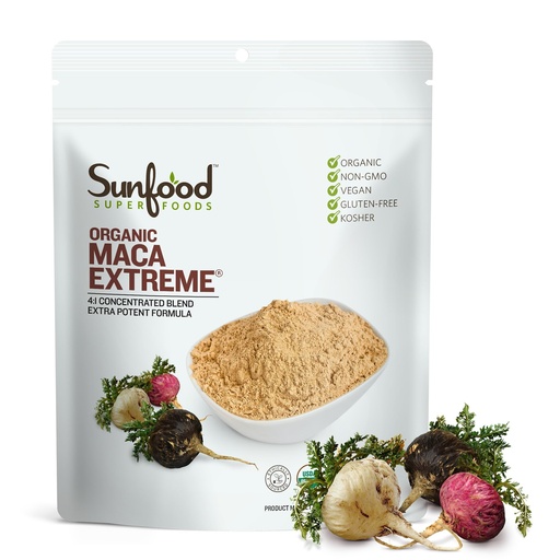 [BRSWIEIDOR4Q2DLU] Sunfood Organic Maca Extreme - Maca Root Powder, Maca Powder Organic, Maca Supplement for Men & Women with Adaptogens, Peruvian, Raw, Vegan, Premium Maca Powder - 8 Oz Bag