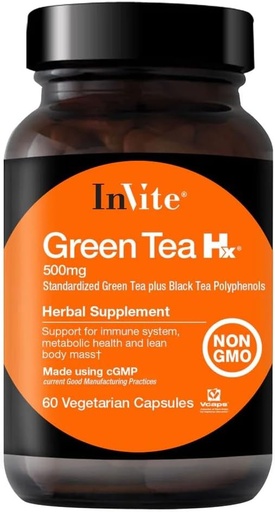 [BRSROAT3DN5WYCDU] Invite Health - Green Tea Hx - Standarized Green Tea Plus Black Tea Polyphenols - 60 Vegetarian Capsules - 30 Day Supply (2-Pack)