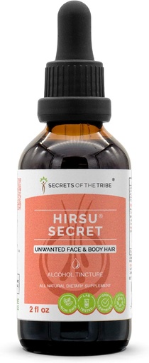 [BRSWGZ34DIPWEH3D] Secrets of the Tribe - Hirsu Secret, Herbal Supplement Blend Drops Alcohol Liquid Extract, Unwanted Face and Body Hair (2 fl oz)