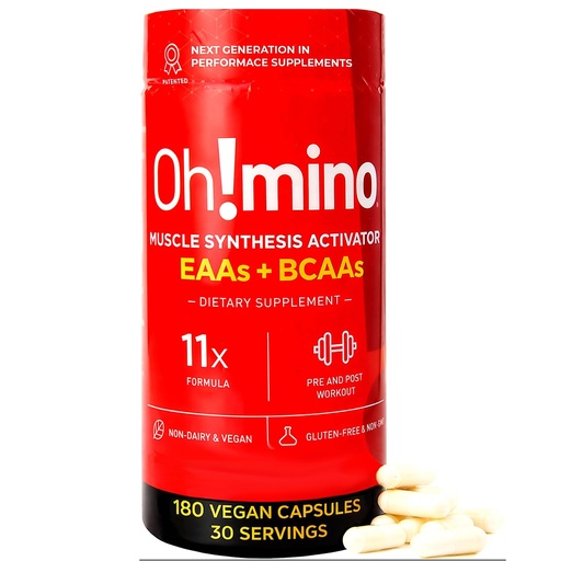 [BRSW2AY2CEBRO23K] Oh!mino Essential Amino Acids Supplement, Caffeinated Capsules, All 9 EAAs, BCAAs, The Perfect Amino for Workouts, Amino Energy, and to Build Muscle, and Recover Faster