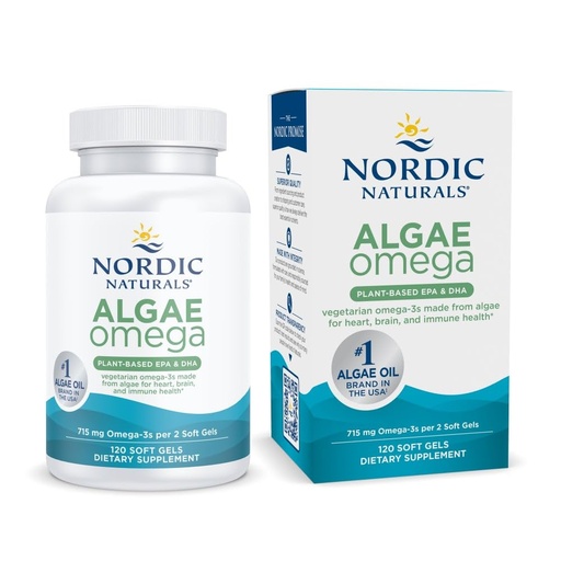 [BRSWI2YCC4OBGCT6] Nordic Naturals Algae Omega - 120 Soft Gels - 715 mg Omega-3 - Certified Vegan Algae Oil - Plant-Based EPA & DHA - Heart, Eye, Immune & Brain Health - Non-GMO - 60 Servings