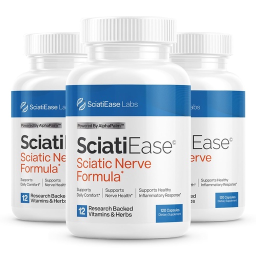 [BRSRMCATOQNR6FDB] SciatiEase Sciatic Nerve Health Support Supplement - Nerve Support Formula with AlphaPalm, Pea, Vitamin B Complex, Alpha Lipoic Acid 300mg - 3 Bottles