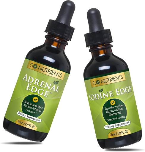 [BRSRMBQHDMFWYADA] Go Nutrients Adrenal Edge & Nascent Iodine Supplement | High Potency Liquid Drops - Non-GMO, Gluten-Free Iodine Edge Supplement | Energy & Fatigue Supplement Cortisol Manager Liquid Drops