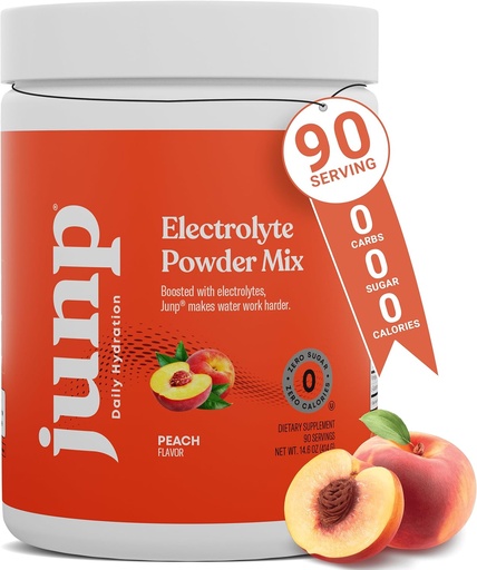[BRSWYHYLOUPBU33F] JUNP Electrolytes прах Без захар Без въглехидрати, Orchard Fresh Juicy Peach Keto Electrolyte Drink Mix, Калий и сол Хидратация прах Електролити Нула калории Без захар Електролитен прах, 90 Сервиз