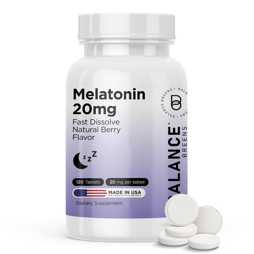 [BRSWYAIYA4GRMETO] Melatonin 20mg Fast Dissolve Tablets - High Potency, Fast Acting, Natural Sleep Support - Sleep Aids for Adults - Non-Groggy, Drug-Free Formula - 120 Sleeping Pills (120 count (Pack of 1))