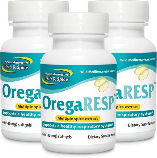 [BRSWYAYNBZ7Q2ET7] NORTH AMERICAN HERB & SPICE OregaResp P73-60 Softgels - Pack of 3 - Supports Immune & Respiratory Health - Multiple Spice Oil Complex with Oreganol P73 Oregano Oil - Non-GMO - 90 Total Servings
