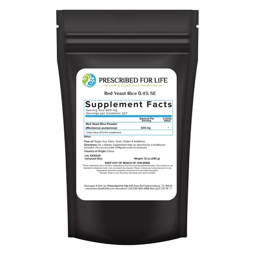 [BRSWGAL3AEBGYF3X] Prescribed For Life Red Yeast Rice Powder, Red Yeast Rice Supplement to Support Health, Vegan, Gluten Free, Non GMO, Monascus purpureus (340g)