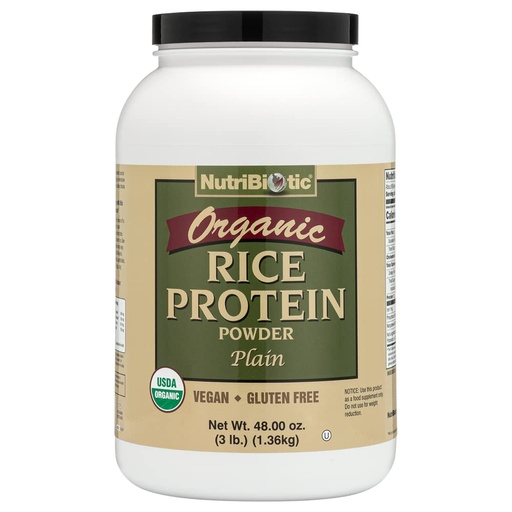 [BRSWIYL2C5YROA3G] NutriBiotic Certified Organic Rice Protein Plain, 3 Pound | Low Carbohydrate Vegan Protein Powder | Raw, Certified Kosher & Keto Friendly | Made Without Chemicals, GMOs & Gluten | Easy to Digest