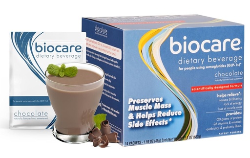 [BRSRA2TYB55GEDY4] Biocare Nutritional Пиво для користувачів GLP-1, Дієтичний порошок Пити забезпечує 20г Ефірний протеїн, 26 Вітаміни / мінерали, Допомагає Ease Nausea, Блука, Запор, Шоколад (14 граф)