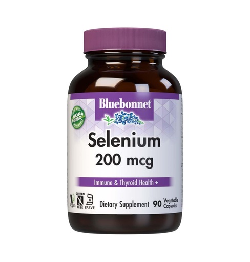 [BRSWIYQTPMJWIADE] Bluebonnet Selenium 200mcg Capsules (L-selenomethionine) - Potent Antioxidant Support - Amino Acid Complex Selenium Supplement for Women & Men - Vegan, Non-GMO, Gluten-Free - 90 Vegetable Capsules