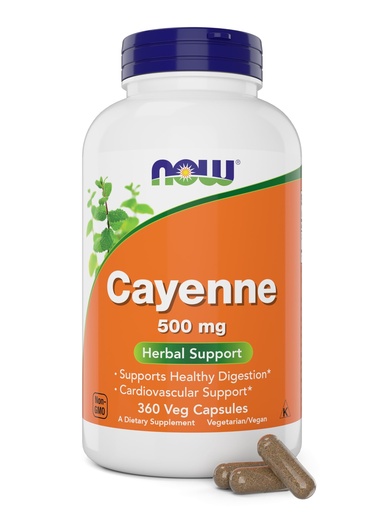 [BRSRAZADOQIROHLJ] Now Cayenne (Capsicum annuum) 500 mg, 360 Veg Capsules
