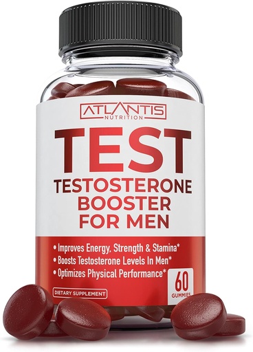 [BRSRMHAZAUIAIHYZ] Atlantis Nutrition Testosteron Booster für Männer Gummie - Male Enhancement, Boosts Energy, & optimiert physische Leistung Formuliert w/Tribulus, Horny Goat Weed, Saw Palmetto, Maca Root - 60 Gummies