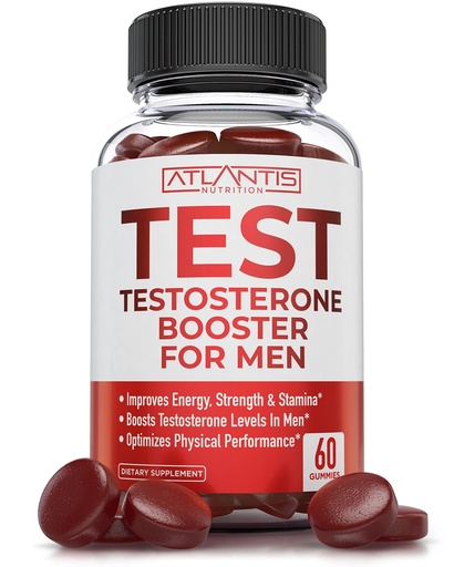 [BRSRMHAZAUIAIHYZ] Atlantis Nutrition Testosterone Booster Gummies for Men - Enhances Strength & Stamina - Optimizes Performance & Male Enhancement - Tribulus, Goat Weed Extract, Maca Root Extract | 60 Gummies