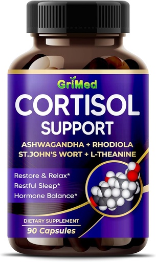 [BRSROGT3DJ7GY3LD] GriMed Ashwagandha Rhodiola 14,150mg - x 10 Power with St.John's Wort, L-Theanine - Restore & Relax, Restful Sleep - USA Made & Tested (90 Count (Pack of 1))