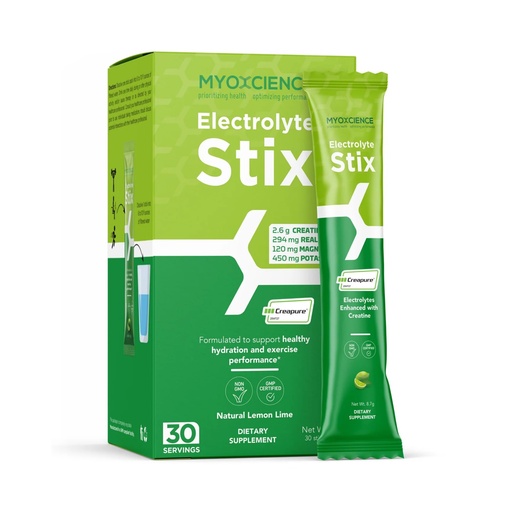[BRSRMAI3PIGR6HQ2] MYOXCIENCE Electrolyte STIX | Creatine Electrolyte Powder | Recovery from Exercise & Muscle Development w/Real Salt (Lemon Lime Flavor) (Stix 30 ct)