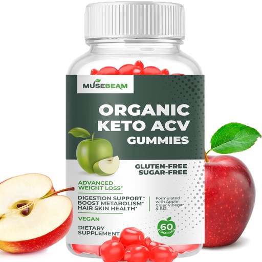 [BRSROHADBEHGKFYZ] Organic Keto ACV Gummies Advanced Weight Loss - Gluten & Sugar Free Belly Fat Burner Apple Cider Vinegar Diet Supplement for Women Men (1000MG)