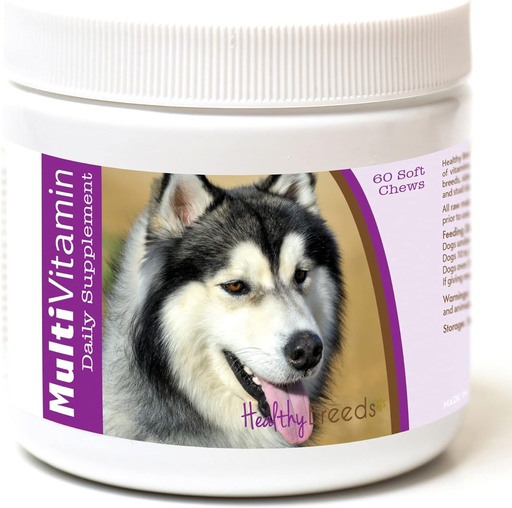 [BRSWIHILA4MAOFTU] Healthy Breeds Siberian Husky Multivitamin for Dogs - Vet Recommended Daily Supplement - Bacon Flavored - 60 Soft Chews