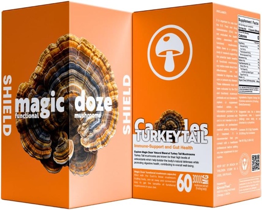[BRSRAAY7BUBGC23O] Magic Doze™ Turkey Tail Mushroom Capsules - 60 Capsules for Immune Support & Digestive Health