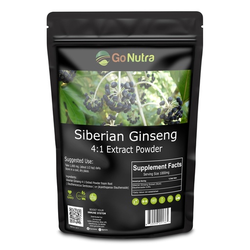 [BRSWYZAQBMFWA23J] Go Nutra Siberian Ginseng - Eleuthero Root Powder | 4:1 Extract 4X Times Stronger | Supports Energy & Stamina | Natural & Adaptogenic | Eleutherococcus Senticosus | Non-GMO | 4 Ounce