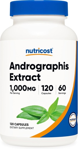 [BRSROHA5CEPGG33U] Nutricost Andrographis Extract Kapsule (1000mg) (120 Kapsule) - Zdravie a wellness Vegetariánska Supplement, 60 Servings