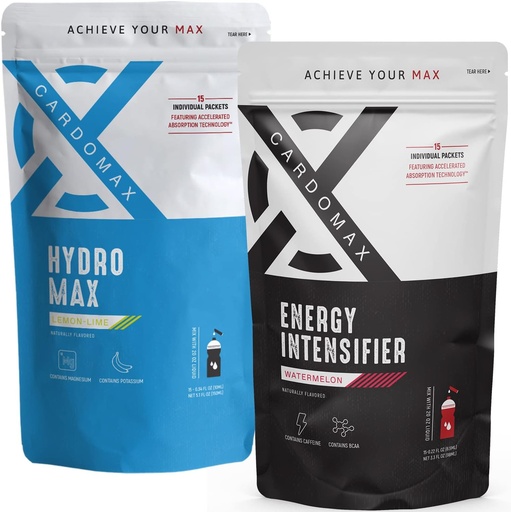 [BRSRMHDQOINAMHTO] CARDOMAX - Energy Intensifier (Watermelon) & HydroMax Liquid Hydration (Lemon Lime) Bundle