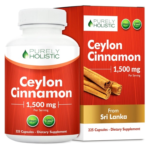 [BRSWGGT4CIARYCA7] Purely Holistic Ceylon Cinnamon Capsules 1500mg, 225 Vegan Cinnamon Capsules, 75 Day Supply (25% More Servings), True Sri Lankan Ceylon Cinnamon Supplement