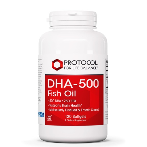 [BRSWIZYLDECAKYL6] PROTOCOL FOR LIFE BALANCE DHA-500 - DHA 500mg & EPA 250mg - Fish Oil Supplement - Brain Health & Support - Easy Digestion - Non-GMO & Halal - 120 Softgels