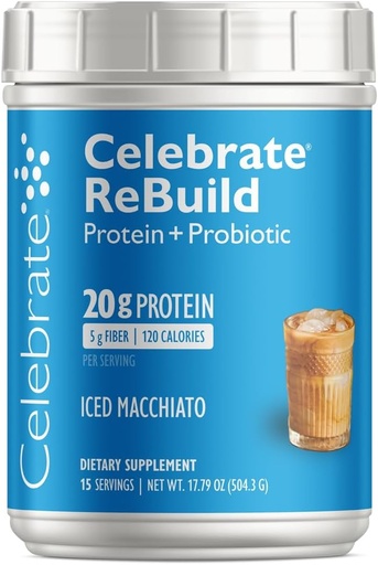 [BRSWYYYDOF7ROA3D] Bitaminak errebuild Protein Powder Probiotiko eta Prebiotikoekin - 20g Whey proteina isolatua, zuntz altua, kirurgia osteko gaixoentzat - Iced Macchiato (15 zerbitzatu)