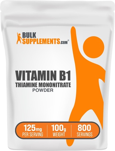 [BRSWIFYZCEABUEQV] BulkSuplements.com Busur Mononitrat Thiamine - Vitamin B1 Powder, Thiamine B1 Suplemen - B1 Vitamin, Gluten Bebas, 125mg per Serving, 100g (3.5 oz) (Paket 1)