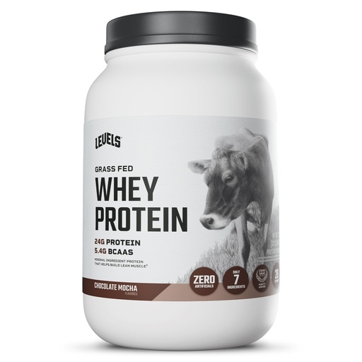 [BRSWGYY6A5YAY3YZ] Levels Grass Fed Whey Protein Powder, No Artificials, 24G of Protein, Chocolate Mocha, 2LB