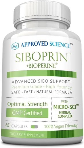 [BRSROYITC4ARSYA2] Approved Science Siboprin - 60 Capsules - Support Gut Balance, Soothe Intestinal Irritation, Help with Cramps and Bloating - Caprylic Acid, Barberry, Oregano - Vegan