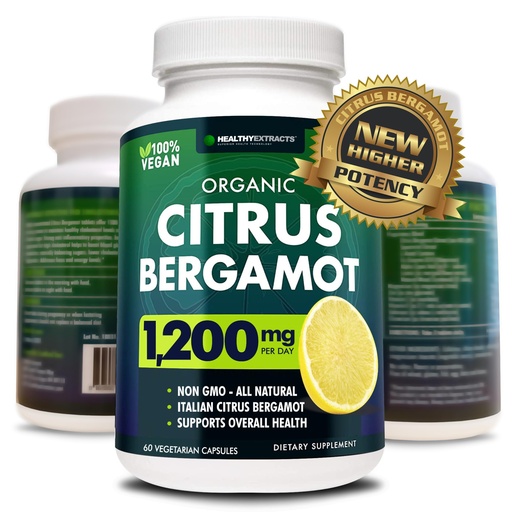 [BRSROHQLCIGRSYLG] Citrus Bergamot Supplement – 150:1 Extract, 1200mg per Serving, 70% Polyphenols, Italian Sourced, 60 Count, 1 Month Supply, Made in the USA
