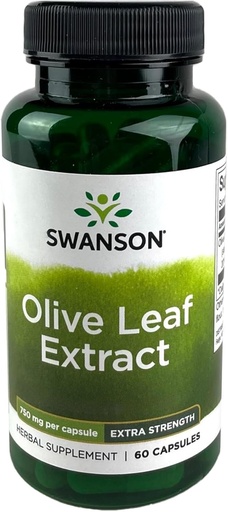 [BRSWIFITCEAAG3DO] Swanson Olive Leaf Extract Capsules with 20% Oleuropein - Provides Immune Support, Promotes Cardiovascular System Health, and Supports Healthy Blood Pressure - (60 Capsules, 750mg Each)