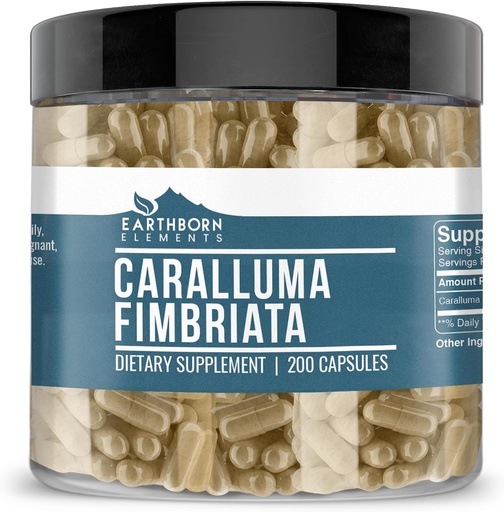 [BRSWYZT4CB7QEDT4] Earthborn Elements Caralluma Fimbriata 200カプセル、純粋&無希釈、無添加