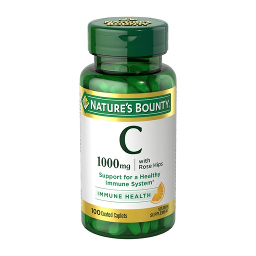 [BRSWIY3QAQGG2ELI] Nature’s Bounty Vitamin C + Rose HIPS, Immune Support, 1000mg Vitamin C, Coated Caplets, 1 Serving per Day, Vegetarian Caplets, 100 Ct