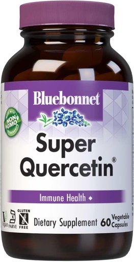 [BRSWIY32B57AYADK] Bluebonnet Nutrition Super Quercetin Vihanneskapselit, C-vitamiini Formula, paras kausi- ja immuunituki, ei-muuntogeeniset, gluteeniton, soijaton, maitoton, Kosher, 60 kasvikapselia