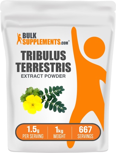 [BRSWIFIAOFYREAL6] BulkSupplements.com Tribulus Terrestris Extract Powder - Tribulus Terrestris Supplements, Herbal Supplement - Gluten Free, 1.5g per Serving, 1kg (2.2 lbs) (Pack of 1)