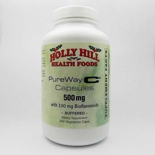 [BRSWGZAYAVYREFD6] Holly Hill Health Foods, PureWay-C 500 MG con 100 MG Bioflavonoidi, Buffered, 240 capsule vegetariane (8 mesi di fornitura)