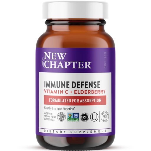[BRSRAFATA4AREE36] New Chapter® Vitamin C Immune Defense Supplement + Elderberry – Excellent Source of Vitamin C, One Daily Tablet for Healthy Immune Support, Made with Organic Herbs, Non-GMO, Gluten Free, 90 ct