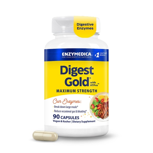 [BRSWIGQFDMMQ2GDM] Enzymedica Digest Gold - Digestive Enzyme Supplement for Women & Men, Enzyme Capsules for Digestion, Gut Health Support, Helps Gas & Bloating, ATPro Energy Support, Maximum Strength, Vegan - 45 Caps