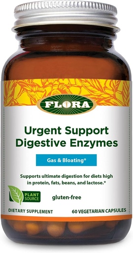 [BRSWIY3ZAYAGIHAV] Flora Urgent Support Digestive Enzymes - Digestion Support Supplement - Aids Bloating & Nutrient Absorption - Características 9 Enzymes - Gluten-Free &amp; Non-GMO - 60 cápsulas vegetarianas