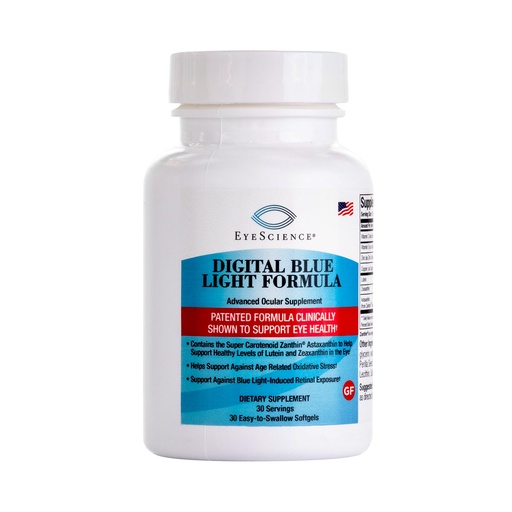 [BRSW22YROQFQM33Z] EyeScience Digital Blue Light Formula – Lutein, Zeaxanthin & Astaxanthin for Eye Health – Supports Visual Comfort, Blue Light Shield & Digital Eye Strain – Non-GMO, Gluten-Free, 30 Softgels (1-Pack)