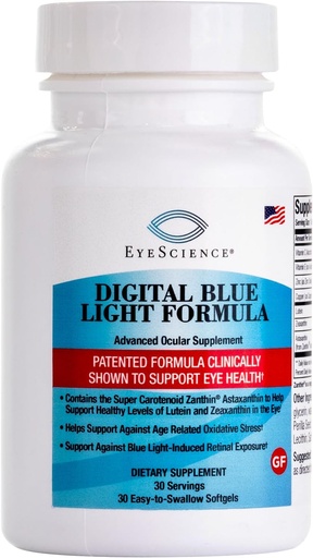 [BRSW22YROQFQM33Z] EyeScience Digital Blue Light Formula - Supports Eye Health with Astaxanthin, Lutein & Zeaxanthin — Helps Maintain Comfort During Screen Time – Non-GMO, Gluten-Free, 30 Softgels