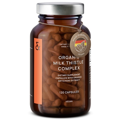 [BRSW2FIPCQNQKYAU] CLAV Organic Milk Thistle & Artichoke Extract Complex -Rich in Silymarin & Bitters - Liver Support + Detox Supplement - 120 Capsules (60 Days Supply) - Vegan - Made in Germany
