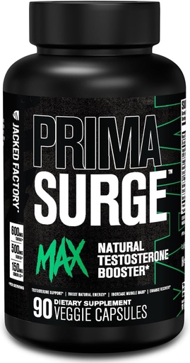 [BRSRAFQFBFYW23AU] Jacked Factory Primasurge Max Testosterón Booster pre mužov - Prírodný testosterón doplnok s Tongkat Ali, Fadogia Agrestis & Sensoril Ashwagandha - Test Booster pre svalovú hmotu - 90 Počet